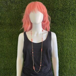 Orange Circle Cluster Gold Necklace